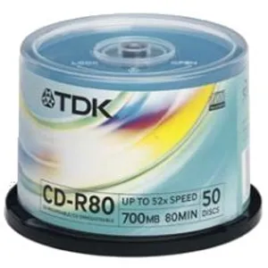 TDK CD-R 52x White Printable - Spindle of 50