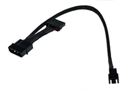 Phobya 4Pin Molex to 3Pin 12V Adaptor 30cm Black