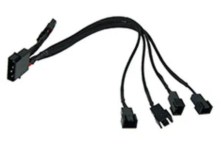 Phobya Y-Cable 4Pin to 4x 3Pin 30cm Black
