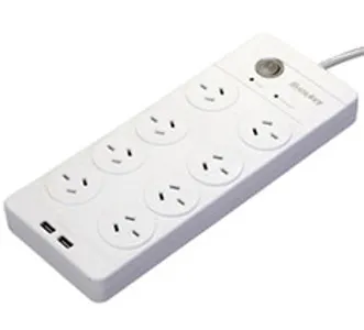 Huntkey 8 Outlet Surge Protected Powerboard with 2x USB Ports