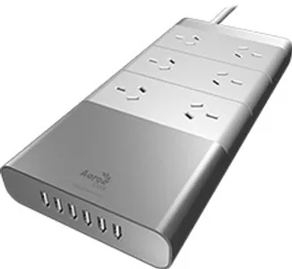 Aerocool iPower66 6 Outlet Power Board with 6x 2.4A USB