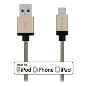 mbeat Lightning Cable with Gold Nylon Braided 2m